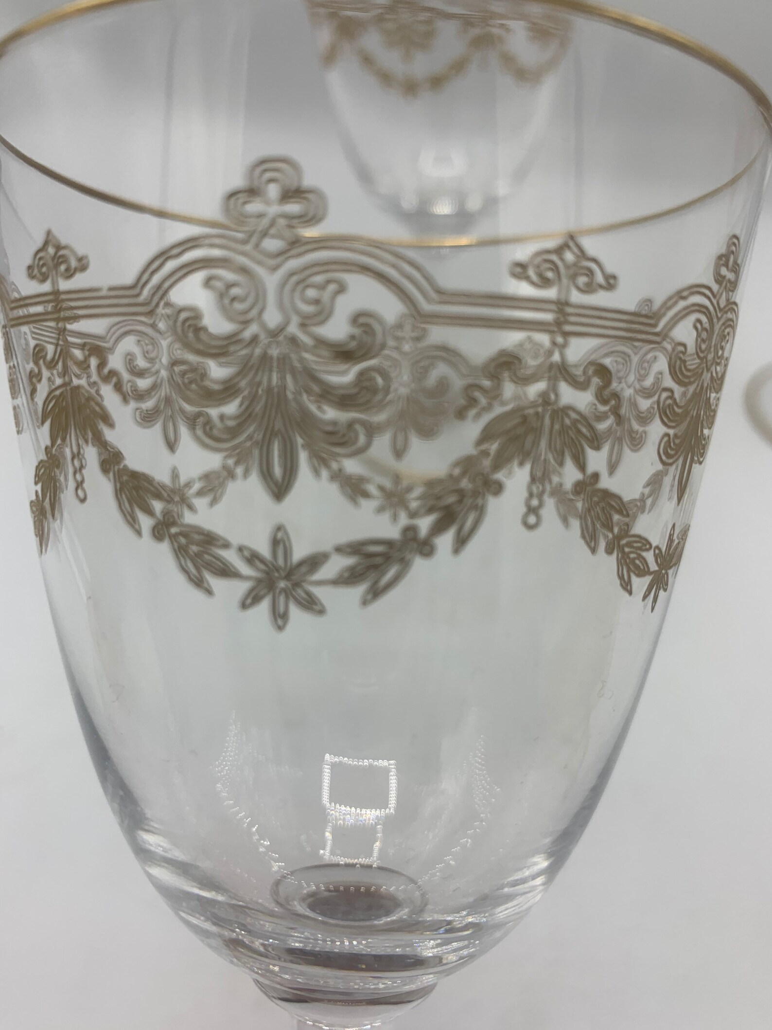 Crystal Etched Wine Glasses Baccarat Style Gold Engraved Sold Etsy