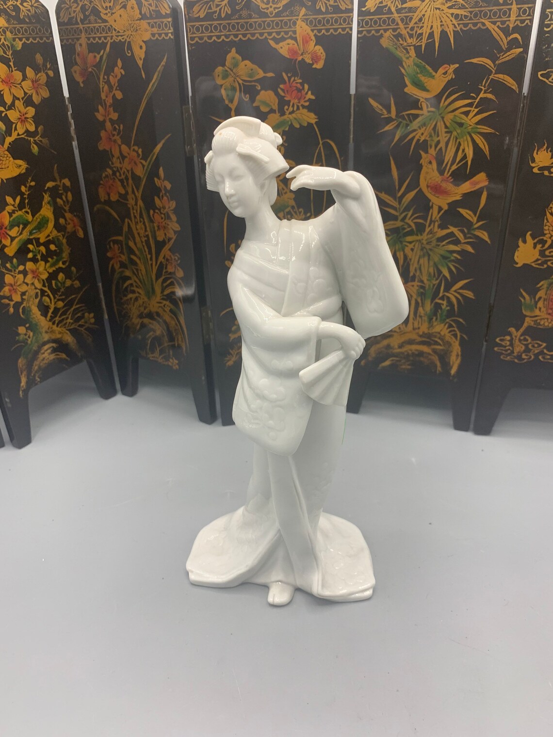 Geisha Girl Figurine Pure White Glazed Dancing Japan Etsy