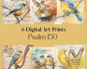 Psalm 150 Digital Watercolor Bird Prints