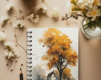 Autumn Themed Spiral Notebook - Perfect for Gratitude Journaling, Thanksgiving Lists, Fall Planning, Christian Journal, Cozy Decor, Blank