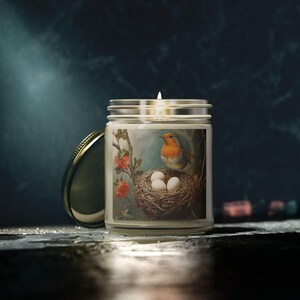 Coconut Apricot Scented Candles, Bird Nest Decor, Aromatherapy Gift, Natural Wax Candle, Home Fragrance, Spring Decor, Eco-Friendly image 3