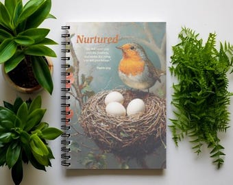 Nature-Inspired Spiral Notebook for Journaling, Gift for Bird Lovers, Christian Inspiration, Motivation Journal, Eco-Friendly Bible verse