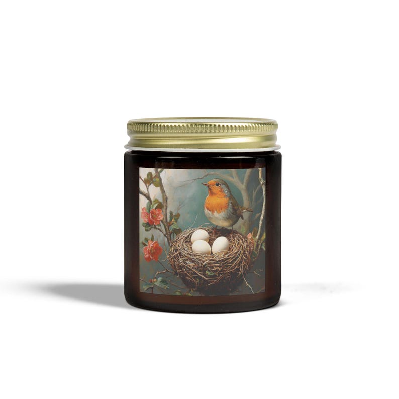 Coconut Apricot Scented Candles, Bird Nest Decor, Aromatherapy Gift, Natural Wax Candle, Home Fragrance, Spring Decor, Eco-Friendly image 8