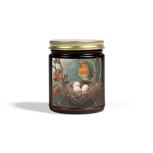 Coconut Apricot Scented Candles, Bird Nest Decor, Aromatherapy Gift, Natural Wax Candle, Home Fragrance, Spring Decor, Eco-Friendly image 9