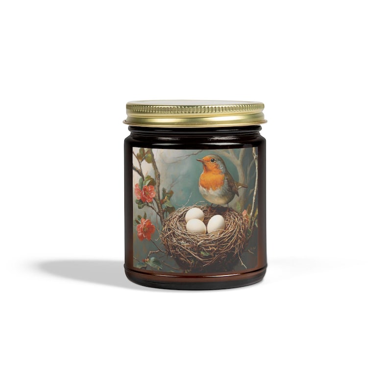 Coconut Apricot Scented Candles, Bird Nest Decor, Aromatherapy Gift, Natural Wax Candle, Home Fragrance, Spring Decor, Eco-Friendly image 9