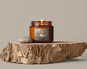 Coconut Apricot Scented Candles, Bird Nest Decor, Aromatherapy Gift, Natural Wax Candle, Home Fragrance, Spring Decor, Eco-Friendly