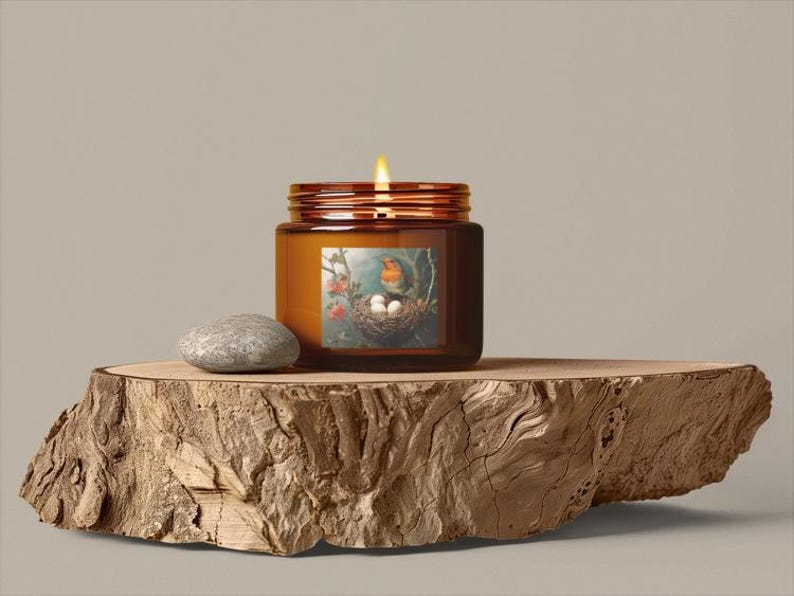 Coconut Apricot Scented Candles, Bird Nest Decor, Aromatherapy Gift, Natural Wax Candle, Home Fragrance, Spring Decor, Eco-Friendly image 1