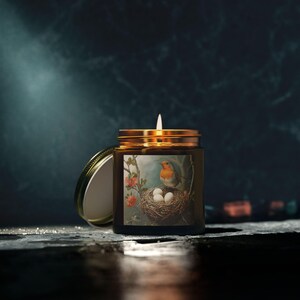 Coconut Apricot Scented Candles, Bird Nest Decor, Aromatherapy Gift, Natural Wax Candle, Home Fragrance, Spring Decor, Eco-Friendly image 4