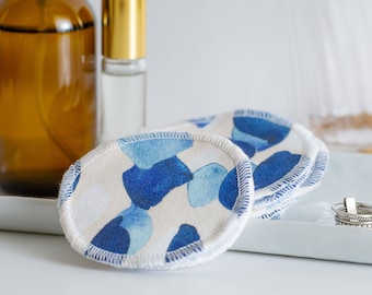 Discos de algodón orgánico / Toallitas faciales reutilizables / Cuidado de la piel ecológico / Baño sin residuos / Discos lavables / Cuidado personal natural / Idyllic Indigo