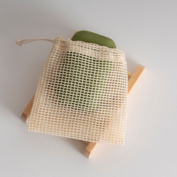 Weicher Baumwollseifenbeutel | Empfindliche Haut | Sanfte Peeling-Seife | Wiederverwendbarer Seifenhalter | Zero Waste | Plastikfrei | Umweltfreundlich
