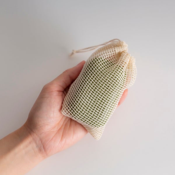 Seifenbeutel aus Bio-Baumwolle | Zero Waste Pflege | Umweltfreundliches Badezimmer | Nachhaltiger Tausch | Minimalistische Hautpflege-Routine | Biologisch abbaubar