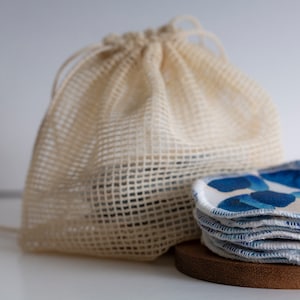 Trousse de toilette en coton biologique | Sac de rangement pour masque facial | Maille naturelle non teinte | Zéro Déchet Accueil | Échanges écologiques | Sac à linge pour masque facial