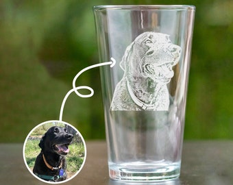 Engraved Gift for Dog Dad Beer Glass from Photo - Personalized Gift for Pet Owners