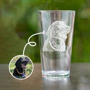 Engraved Gift for Dog Dad Beer Glass from Photo - Personalized Gift for Pet Owners