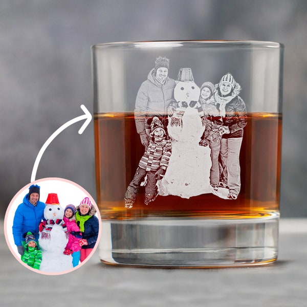 Engraved Whiskey Glass Christmas Gifts for Dad - Personalized with your Favorite Photo