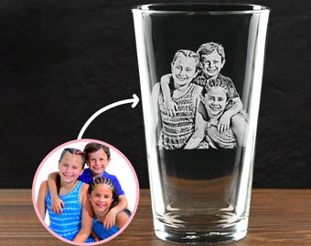 Custom Pint Glass with Kid Photo for Dad - Personalized Christmas Gifts from Grandkids