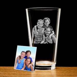 Custom Pint Glass with Kid Photo for Dad - Personalized Christmas Gifts from Grandkids