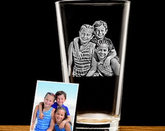 Custom Pint Glass with Kid Photo for Dad - Personalized Christmas Gifts from Grandkids