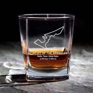Custom Formula 1 Circuits Whiskey Glass - Engraved F1 Race Track Gifts for Him