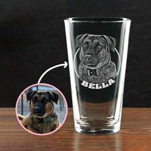 Custom Pet Portrait Pint Glass Gifts - Personalized Beer Mug for Pet Lovers, Dog Memorial Keepsake for Dad