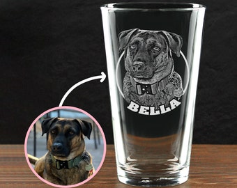 Custom Pet Portrait Pint Glass Gifts - Personalized Beer Mug for Pet Lovers, Dog Memorial Keepsake for Dad