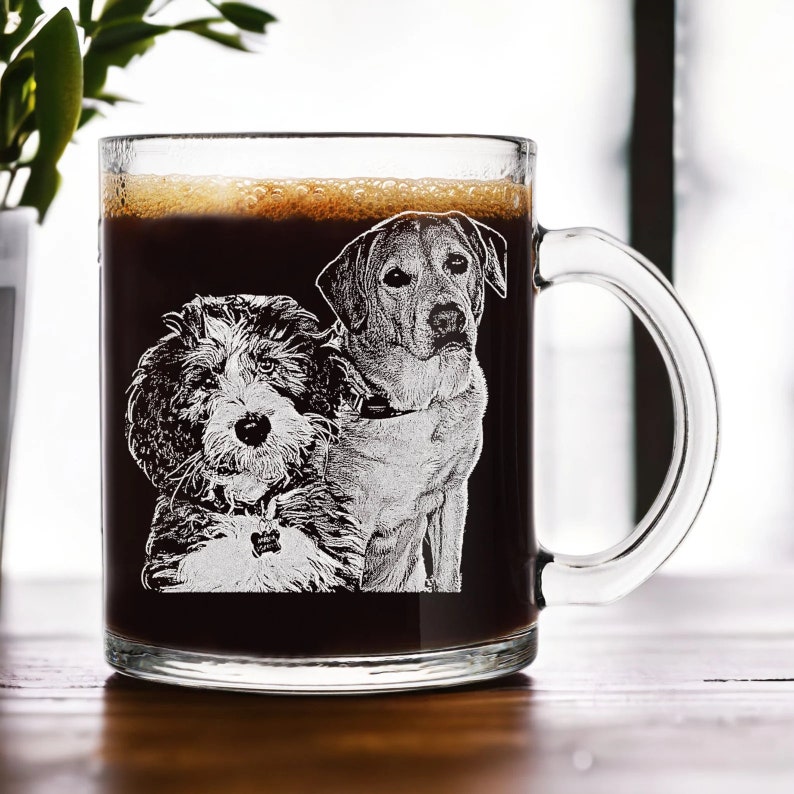 Custom Pet Memorial Photo Rock Glass - Engraved Dog Picture Whiskey Glass Coffee Glass