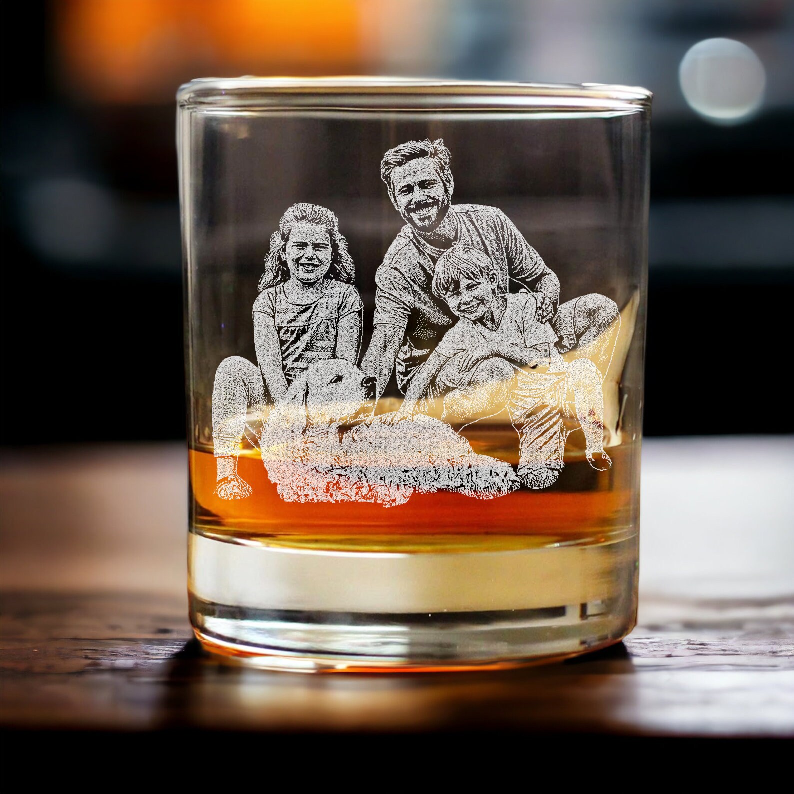 Personalized Whiskey Glass - Custom Etched Text Or Logo - Laser Engraved Gift For Whiskey Lovers
