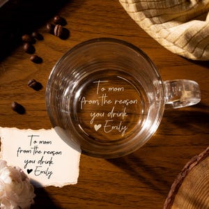 Custom Mug Glass with Your Handwriting Message - Engraved Handwritten Message on Tea Glass