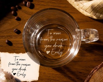 Custom Mug Glass with Your Handwriting Message - Engraved Handwritten Message on Tea Glass