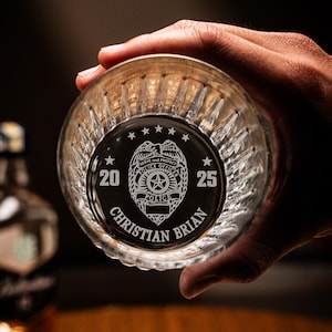 Custom Police Officer Grad Whiskey Glass - Engraved Law Enforcement Graduation Gifts for Him, Class of 2025
