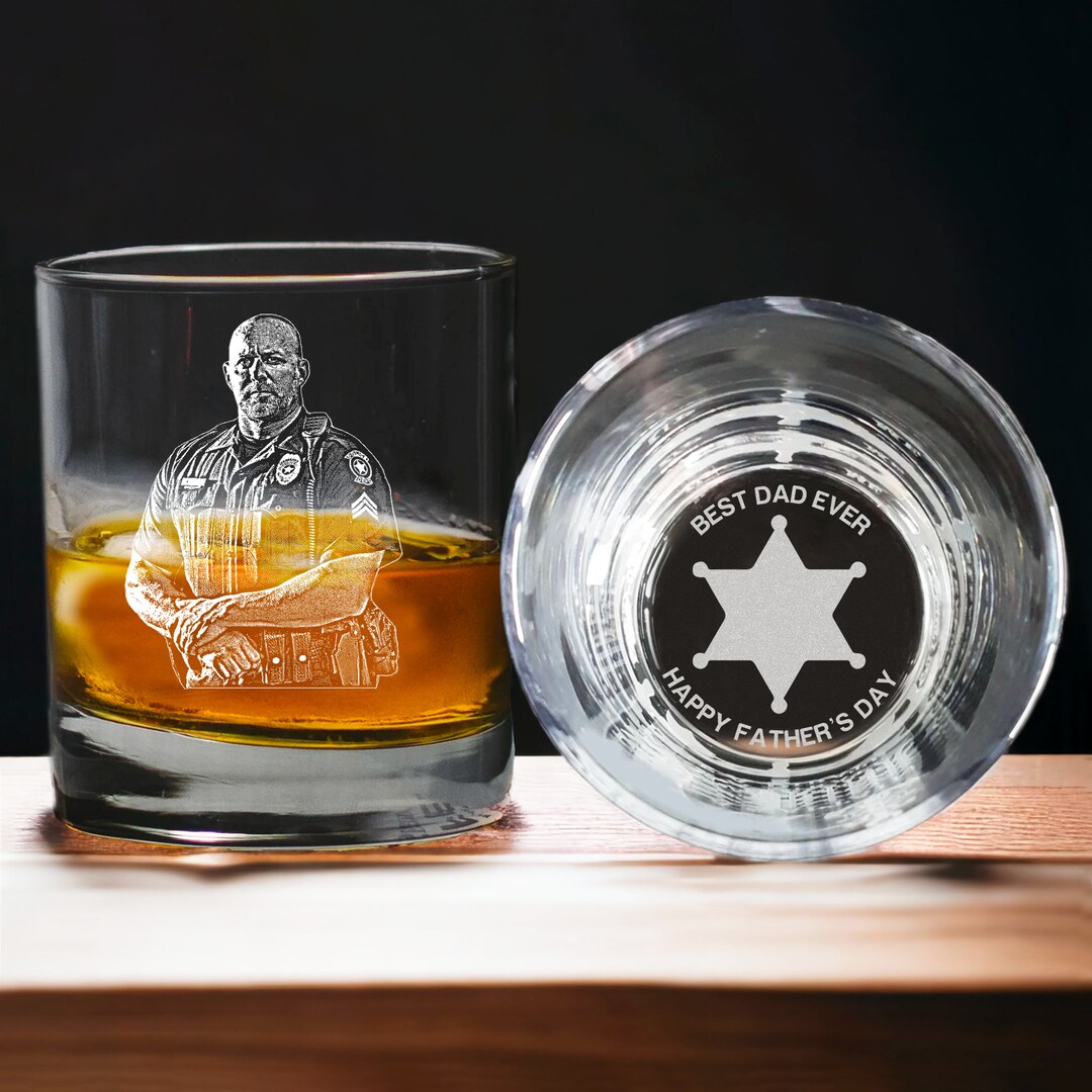 Custom Police Officer Whiskey Glass Engraved - Personalized Dad Photo ...