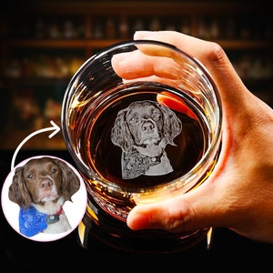 Custom Whiskey Glass with Your Dog Photo Engraved on Bottom - Personalized Gift for Any Pet Owners