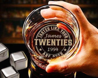 Personalized 30th Birthday Whiskey Glass - Engraved Unique Birthday Gifts On Rock Glass for Him