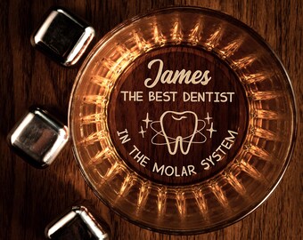 Personalized Funny Dentist Gift Ideas - The Best Dentist in the Molar System Whiskey Glass