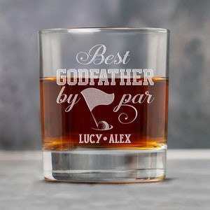 Custom Father&#39;s Day Gifts for Godfather - Best Godfather by Par Gift on Rock Glass - Whiskey Glass Gifts from Goddaughter