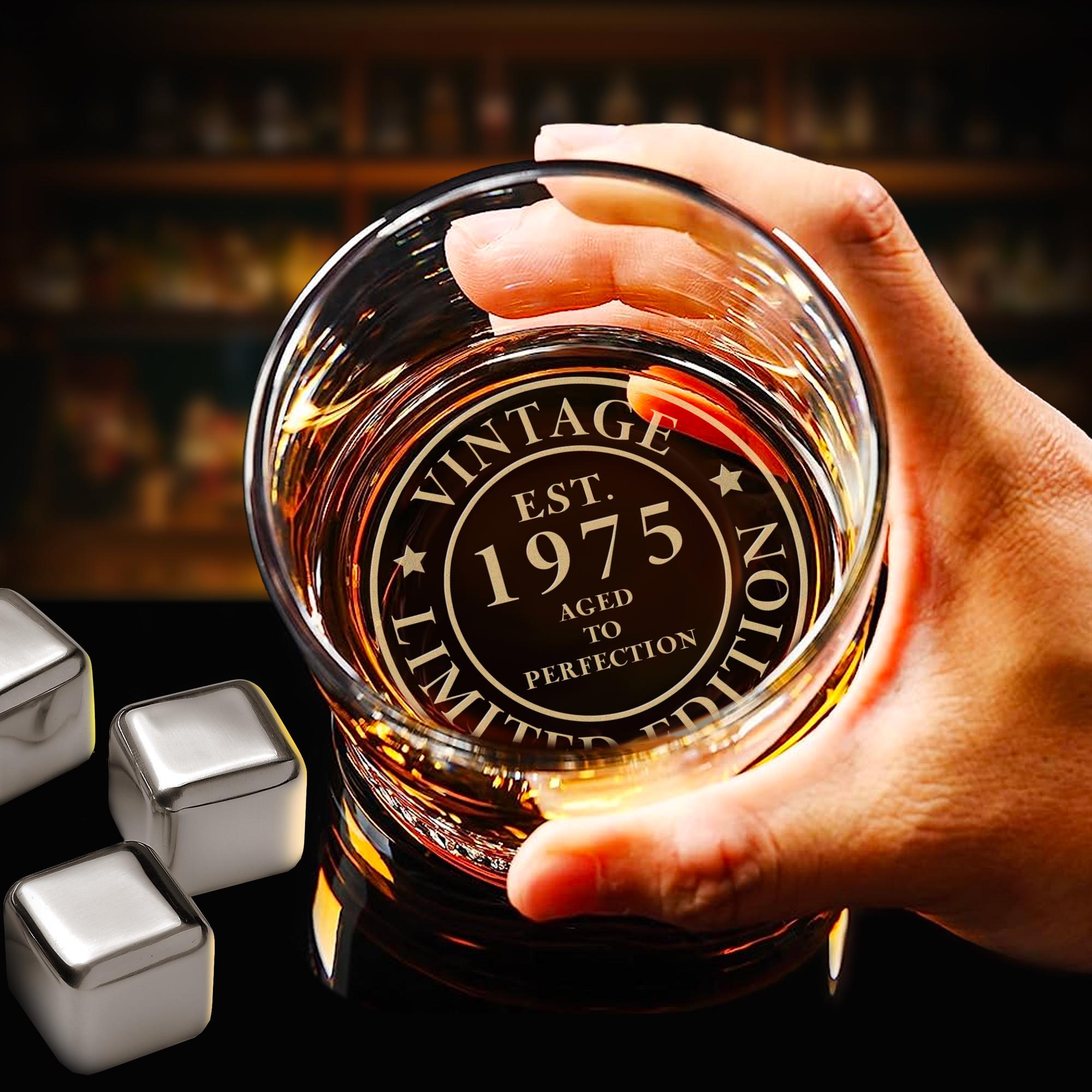 Custom 50th Birthday Whiskey Glass - Personalized Aged to Perfection Rock Glass for Men