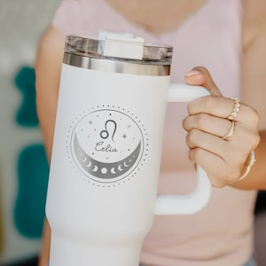 Personalized Zodiac Signs 40oz Tumbler - Custom Tumbler With Lid and Straw, Zodiac Tumbler Christmas Gifts for Girlfriend