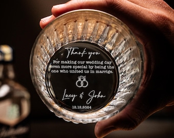 Personalized Officiant Gifts for Pastor - Custom Thank You Officiant Whiskey Glass, Laser Engraved, 11 oz
