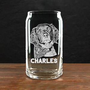 Custom Pet Memorial Photo Rock Glass - Engraved Dog Picture Whiskey Glass Can Glass