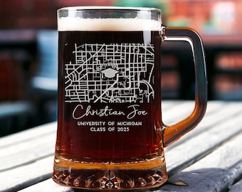 Custom Campus Map Graduation Beer Glass - Personalized College Grad Glass Gift for Graduates, Class of 2026