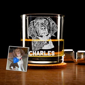 Custom Pet Memorial Gifts from Photo - Personalized Whiskey Glass for Pet Lovers
