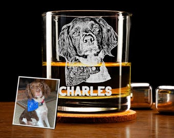 Custom Pet Memorial Gifts from Photo - Personalized Whiskey Glass for Pet Lovers