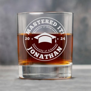 Personalized Mastered It Whiskey Glass - Custom Graduation Gifts for ...