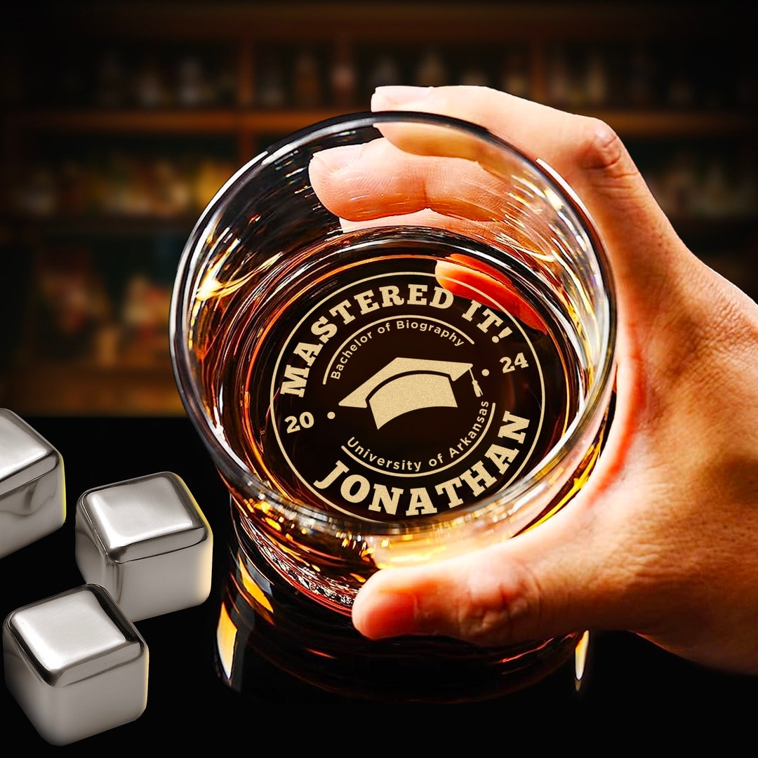 Personalized Mastered It Whiskey Glass - Custom Graduation Gifts for ...