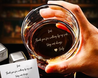 Personalized Gift for Father of the Bride - Custom Wedding Whiskey Glass with Your Handwriting Message