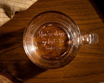 Personalized Handwriting Gift for Bestie - Engrave Your Handwritten Message on Glass Mug