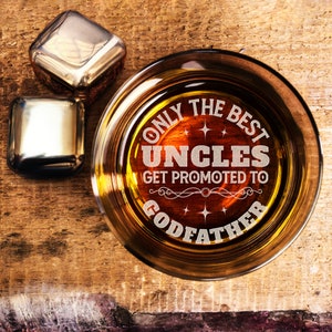 Personalized Godfather Whiskey Glass Gifts for Him - Custom Father&#39;s Day Gift on Rock Glass - Thank You Gift For Godfather
