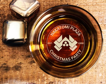Nakatomi Christmas Party Whiskey Glass - Engraved Funny Gift for Dad