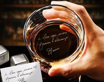 Custom Handwritten Whiskey Glass Gifts - Personalized Your Handwriting on Rock Glass