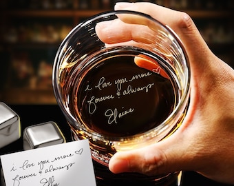 Custom Handwritten Whiskey Glass Gifts - Personalized Your Handwriting on Rock Glass